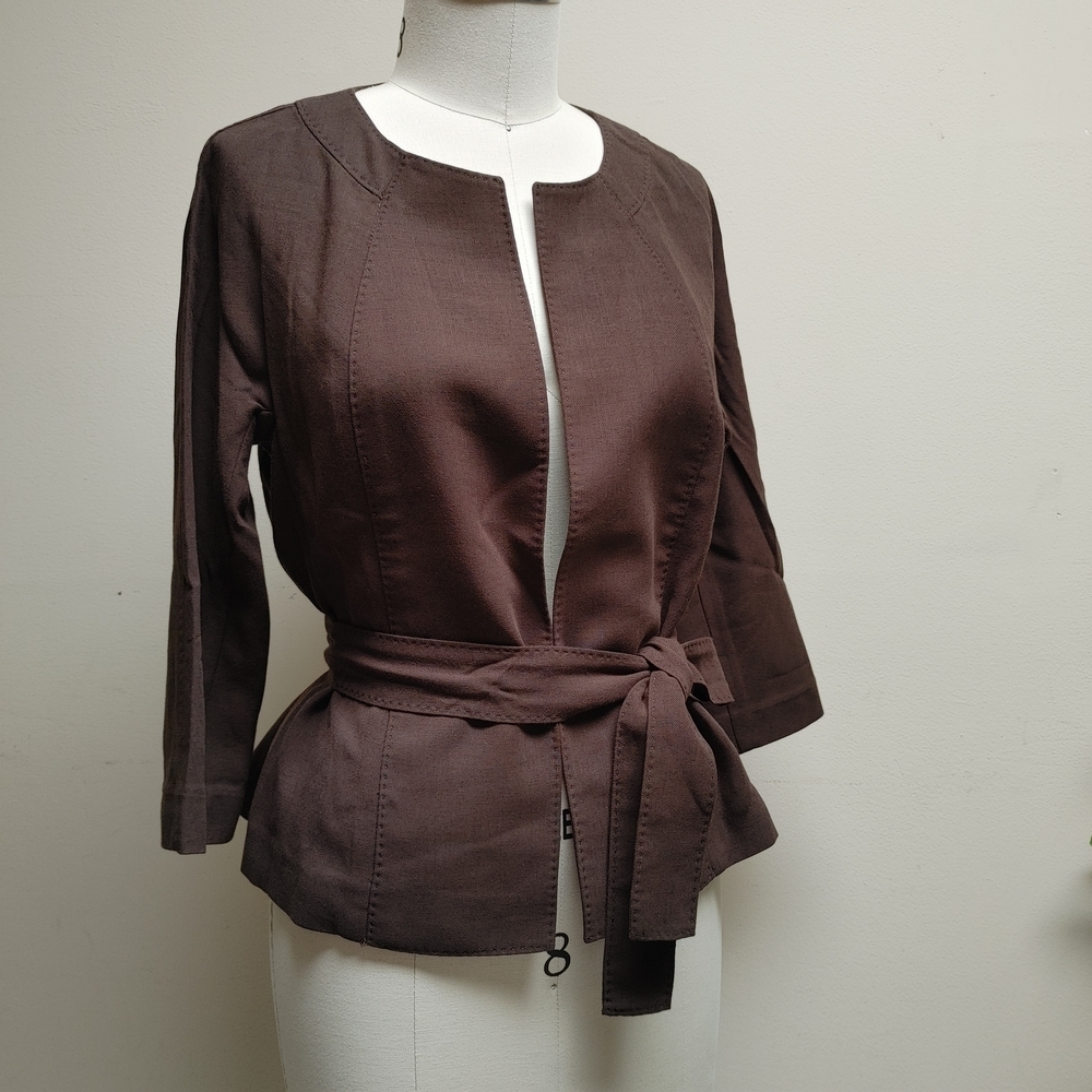 Talbots Brown 40s Style Jacket Top Size 6P